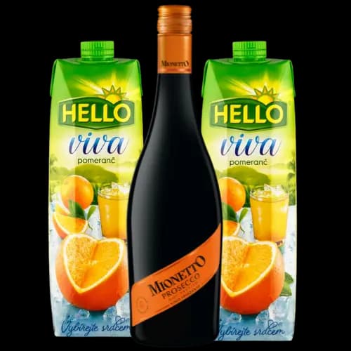 Mionetto Prosecco 0,75l + 2x Hello Pomeranč 1l